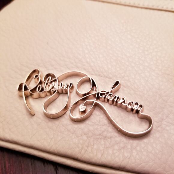 BETSEY JOHNSON Zip Top Leather Studded Wristlet Clutch Stars Hearts Auto Graph - Picture 1 of 7